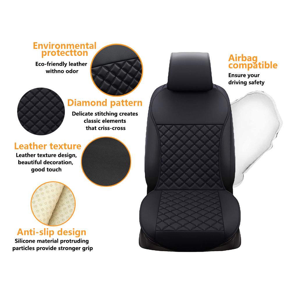 Universal Car Seat Covers 2 front seats Nappa Leather Accessories for Auto Sedans Vans Trucks