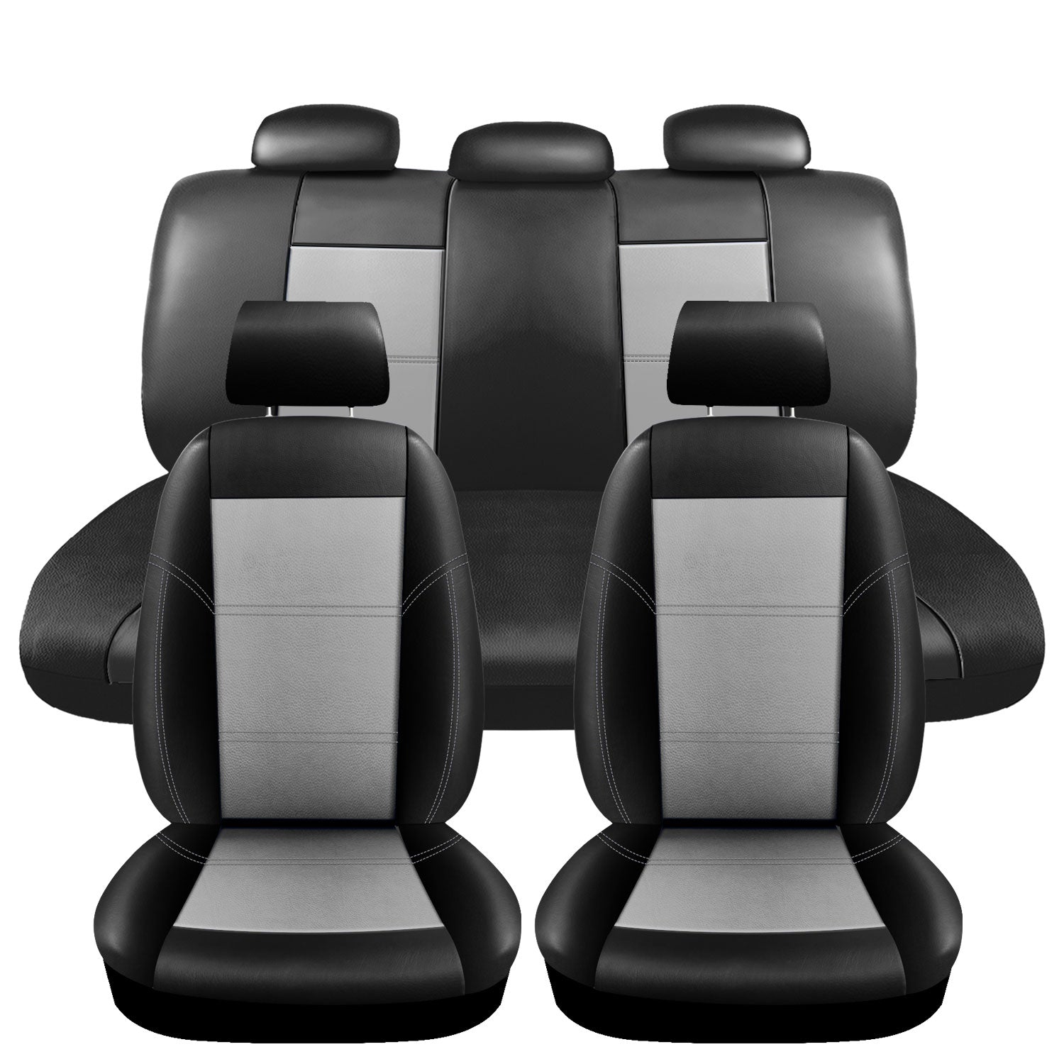 Universal Car Seat Covers Full Set PU Leather & Mesh Material Airbag Compatible, for Sedans SUVs Vans