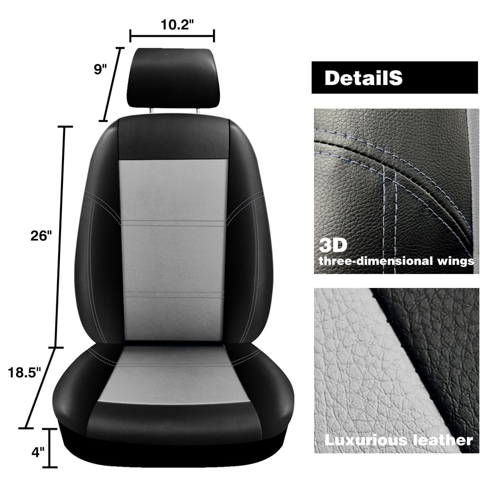 Universal Car Seat Covers Full Set PU Leather & Mesh Material Airbag Compatible, for Sedans SUVs Vans