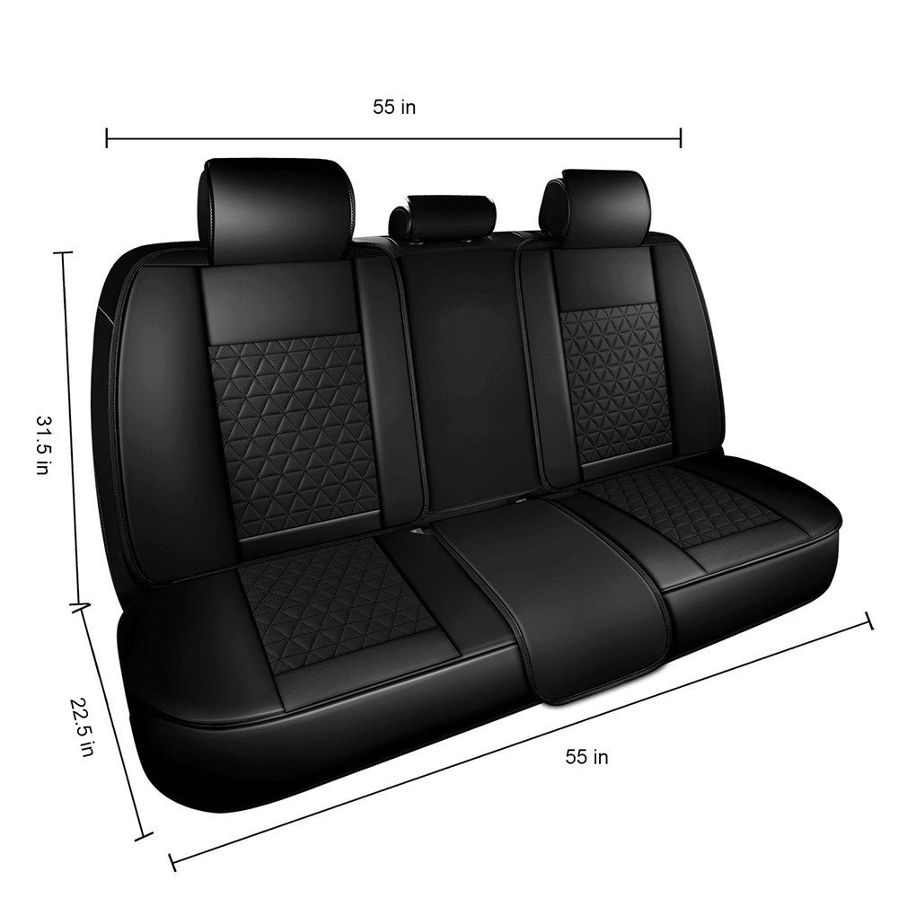 Universal Leather Car Seat Covers Set Airbag Compatible, Premium Faux Leather Water Resistant Automotive Accessories