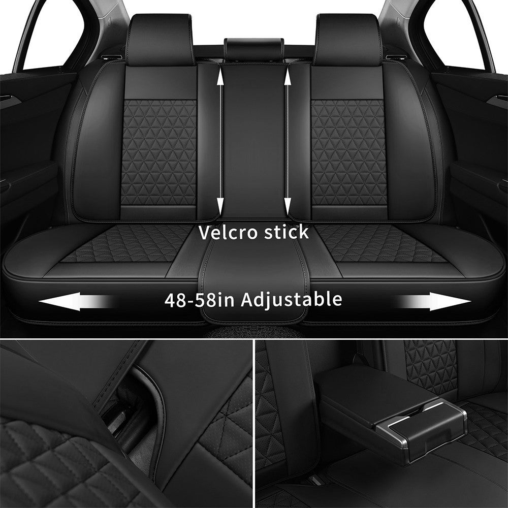Universal Leather Car Seat Covers Set Airbag Compatible, Premium Faux Leather Water Resistant Automotive Accessories