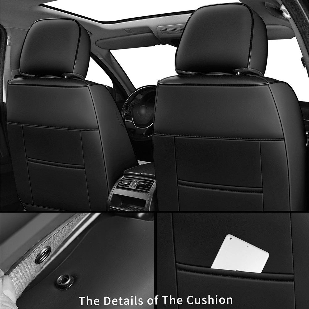 Universal Leather Car Seat Covers Set Airbag Compatible, Premium Faux Leather Water Resistant Automotive Accessories