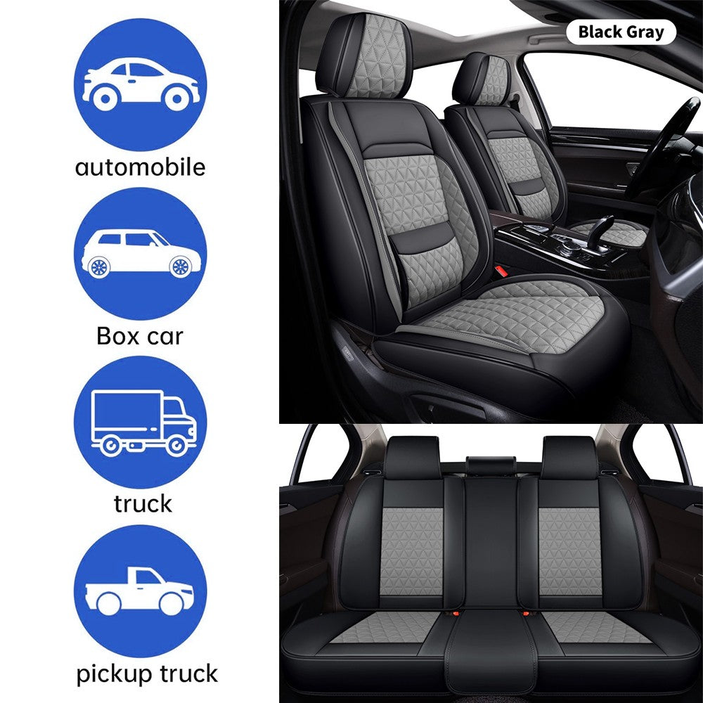 Universal Leather Car Seat Covers Set Airbag Compatible, Premium Faux Leather Water Resistant Automotive Accessories