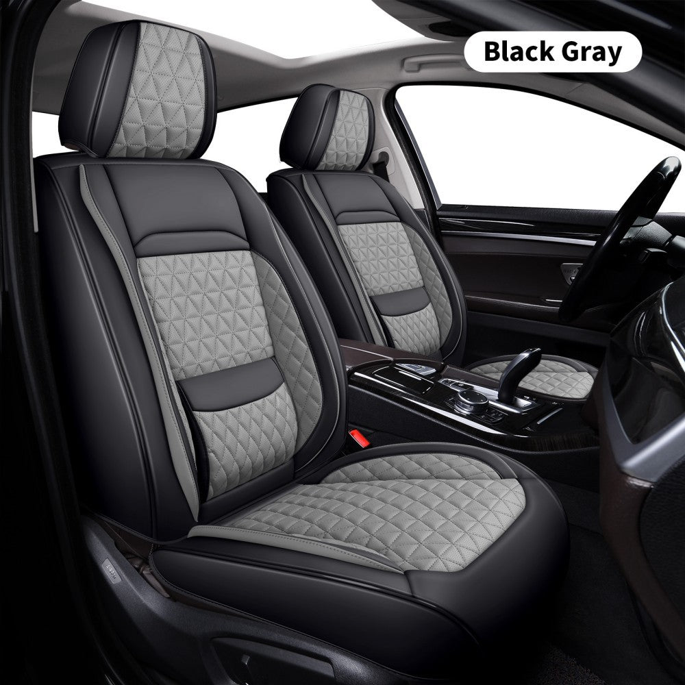 Universal Leather Car Seat Covers Set Airbag Compatible, Premium Faux Leather Water Resistant Automotive Accessories