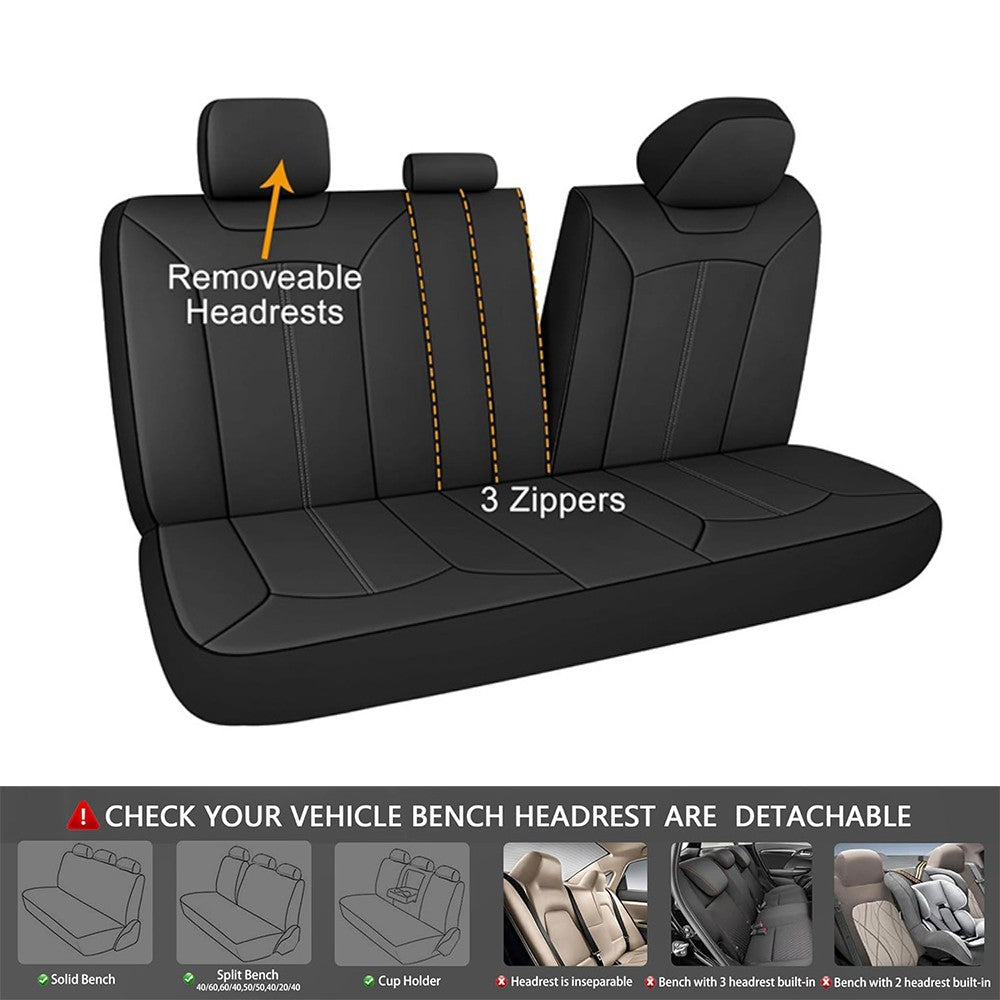 Universal Car Seat Covers Full Set PVC Leather Accessories for Auto Sedans Vans Trucks