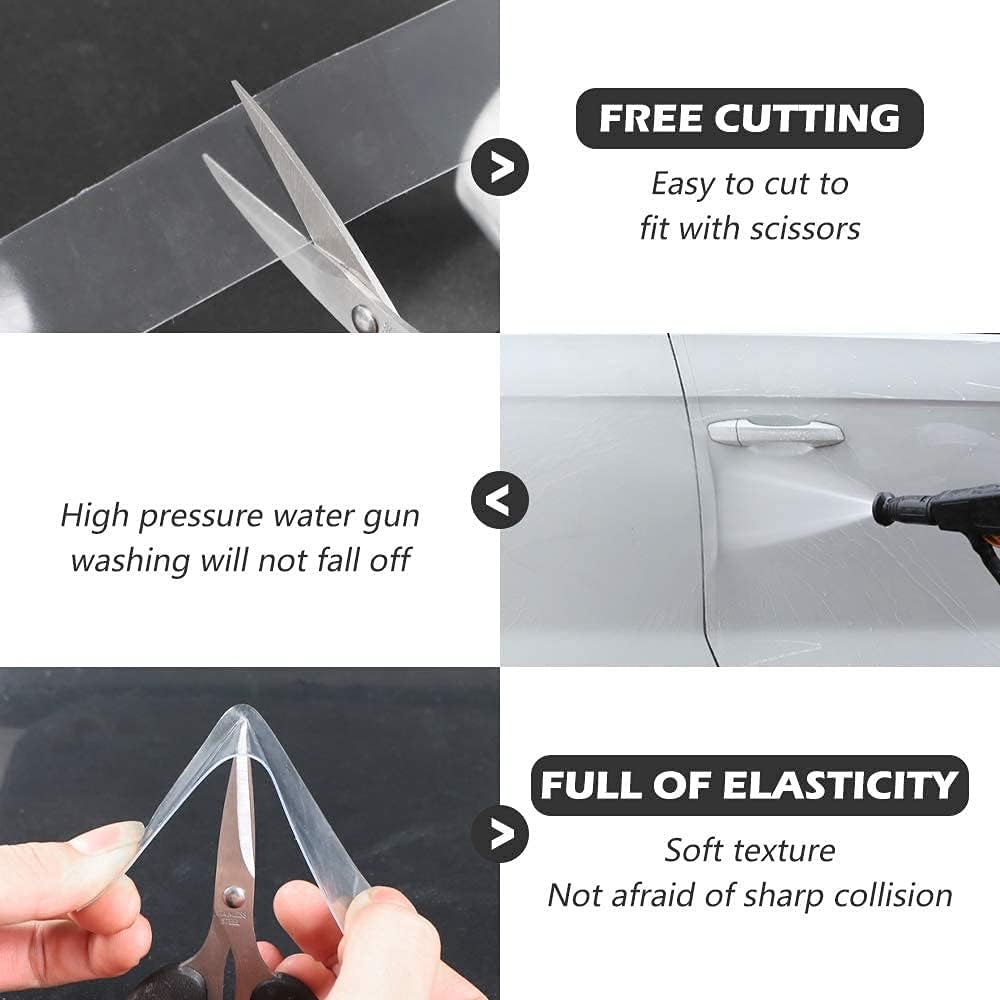 Car Door Edge Protector Film with Scrapers, 33ft x 4in Anti-Scratch Transparent Self-Adhesive Protective Film, Durable and Invisible, Used for Cars Car Protection Accessories
