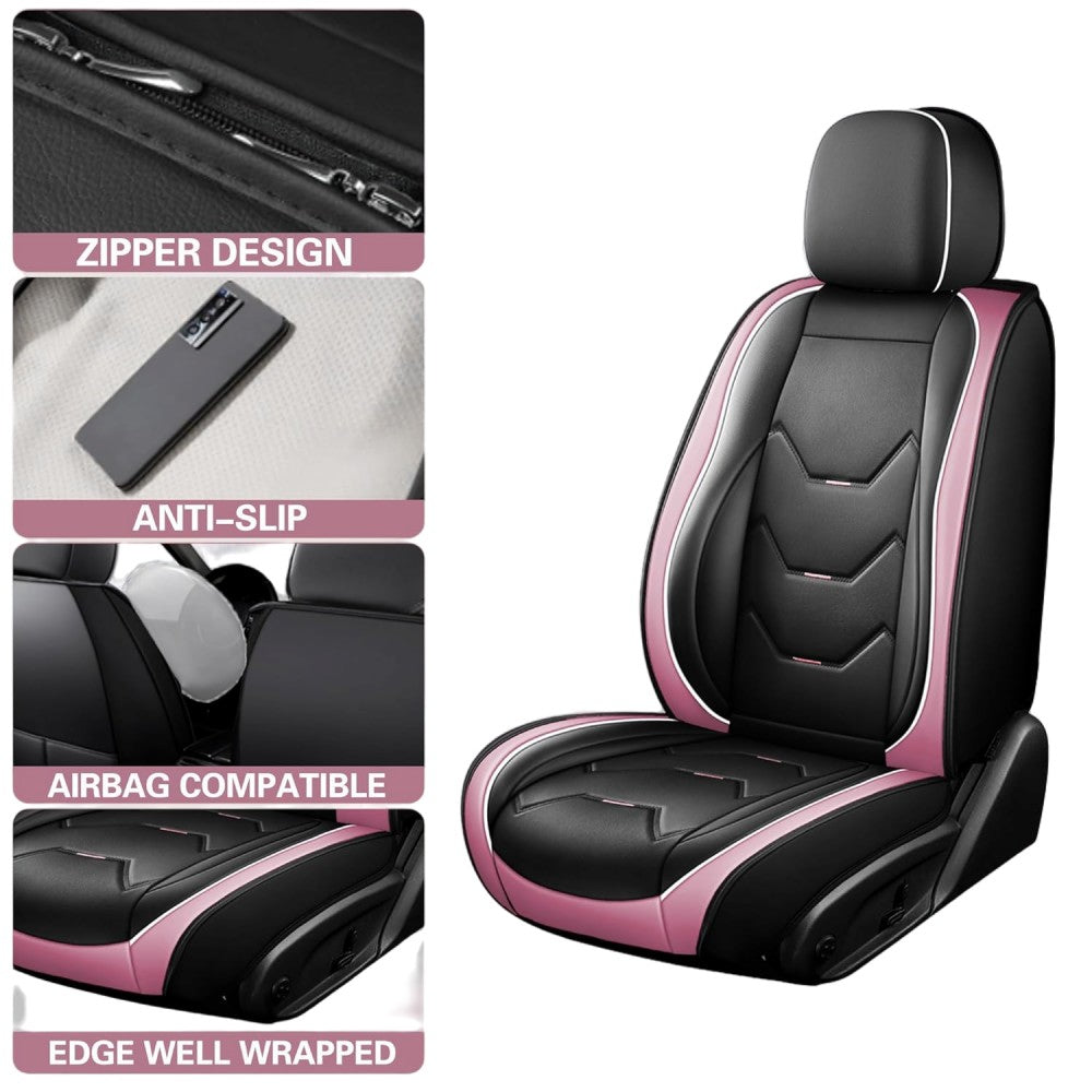 Leather Car Seat Covers 5 Seat Airbag Compatible, Nappa Leather Water Resistant Universal for Suvs Seden Pick-up Truck