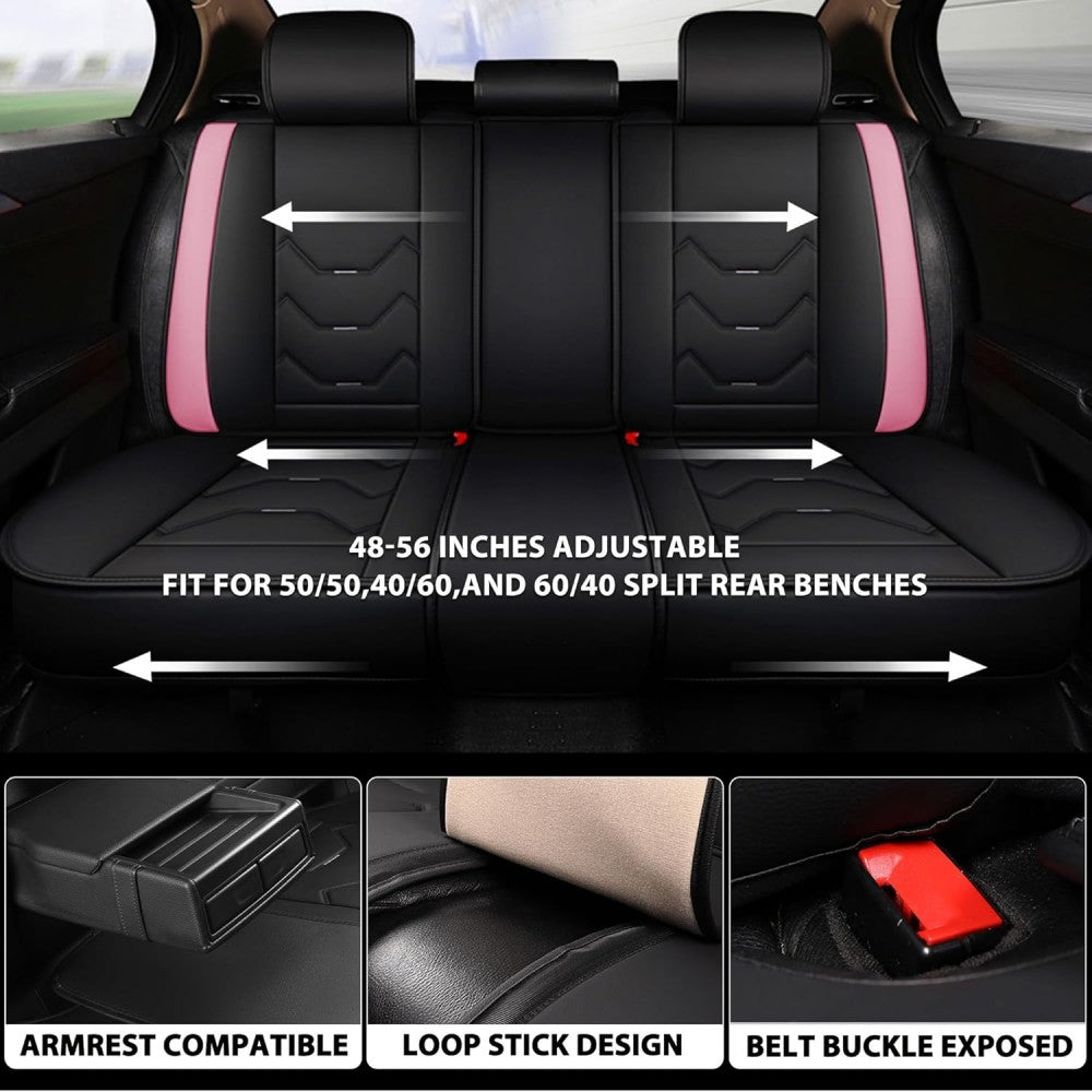 Leather Car Seat Covers 5 Seat Airbag Compatible, Nappa Leather Water Resistant Universal for Suvs Seden Pick-up Truck