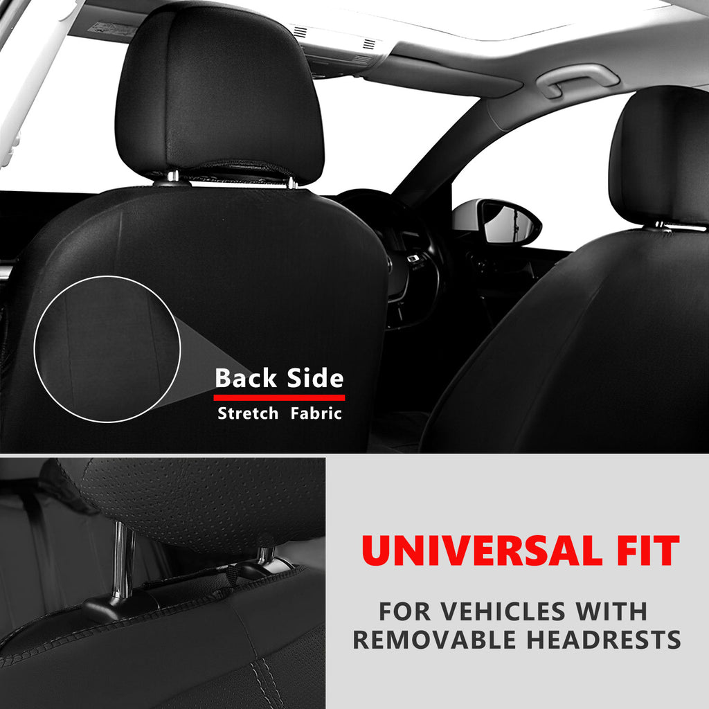 Universal Car Seat Covers Full Set PU Leather & Mesh Material Airbag Compatible, for Sedans SUVs Vans