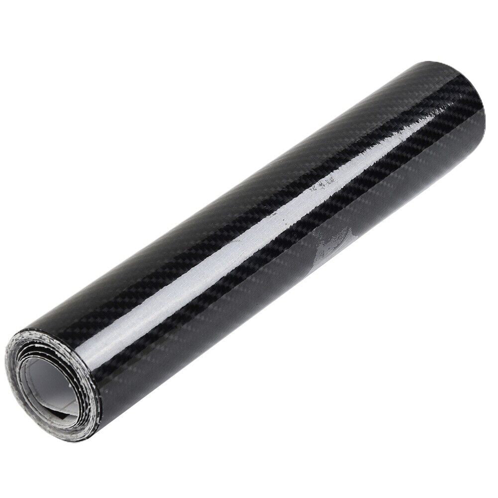 Carbon Fiber Vinyl Wrap 6D Gloss Black, Self Adhesive Car Wrap Film with Air Release Technology, Automotive DIY Vinyl Sticker for Car Motorcycle Interior Exterior, 1ft x 5ft with Tool Kits