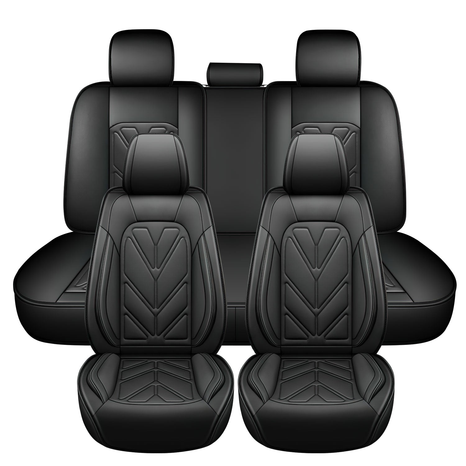 Universal Leather Car Seat Covers Full Set 5 Seats, Airbag Compatible, Breathable Automotive Accessories for Sedans Cars