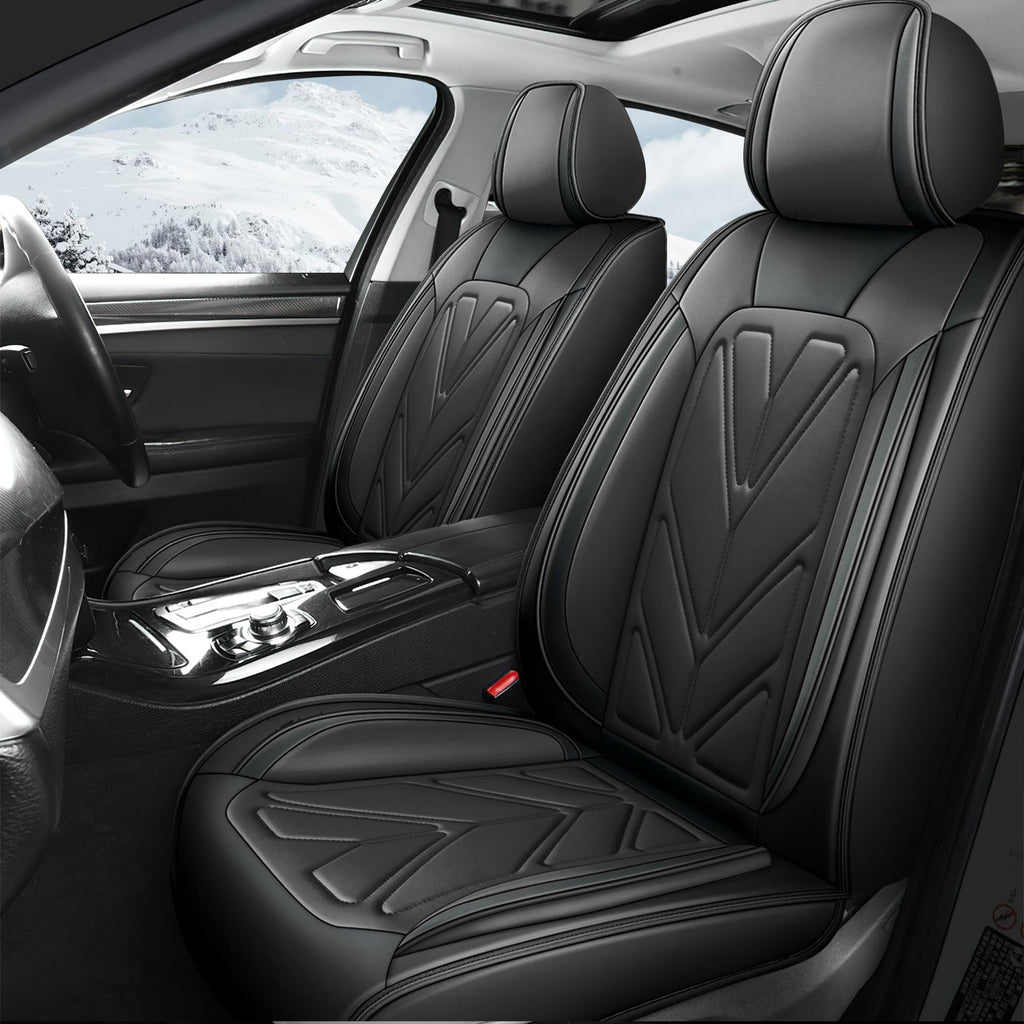 Universal Leather Car Seat Covers Full Set 5 Seats, Airbag Compatible, Breathable Automotive Accessories for Sedans Cars