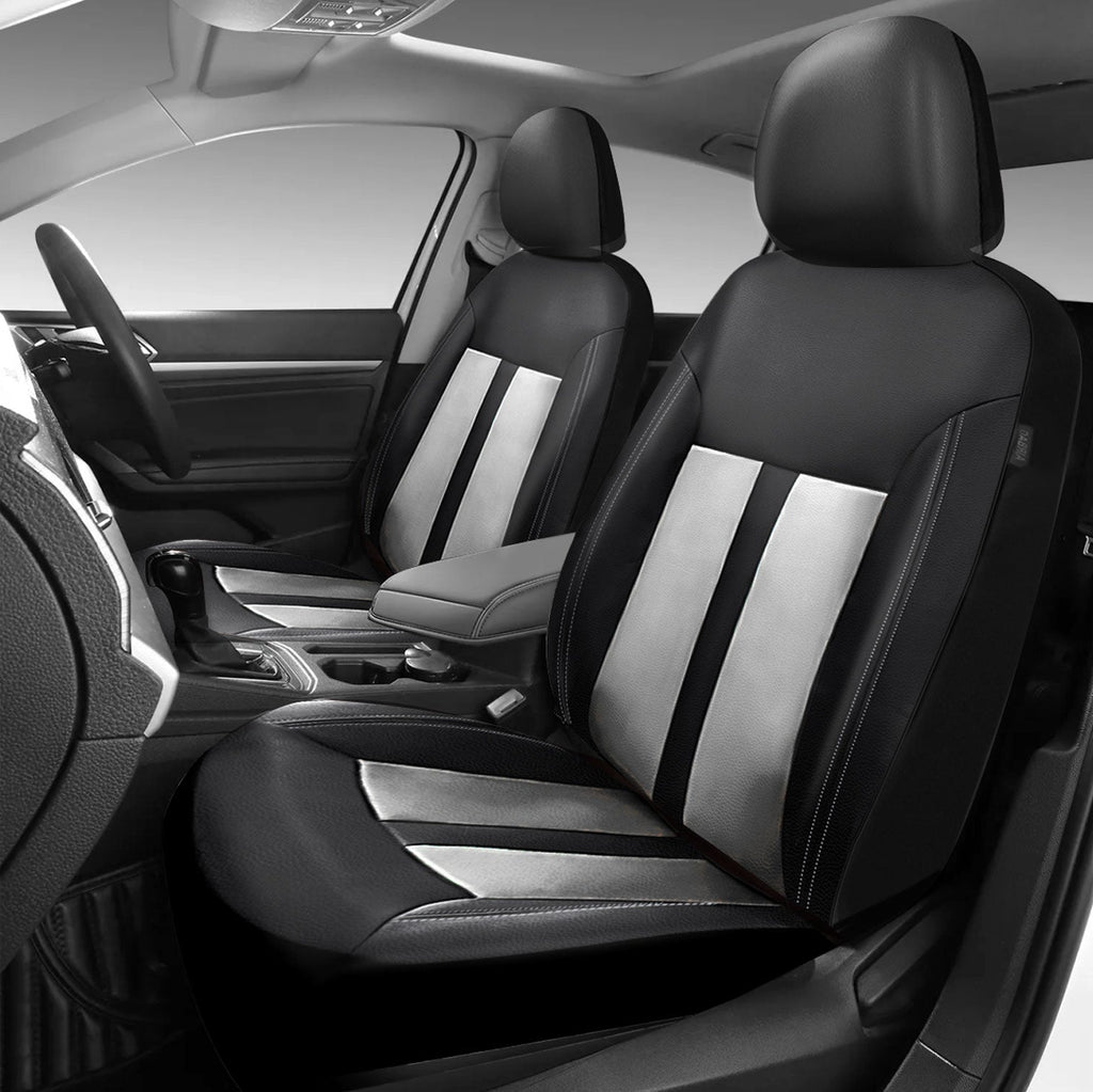 Universal Car Seat Covers Full Set PU Leather & Mesh Material Airbag Compatible, for Sedans SUVs Vans