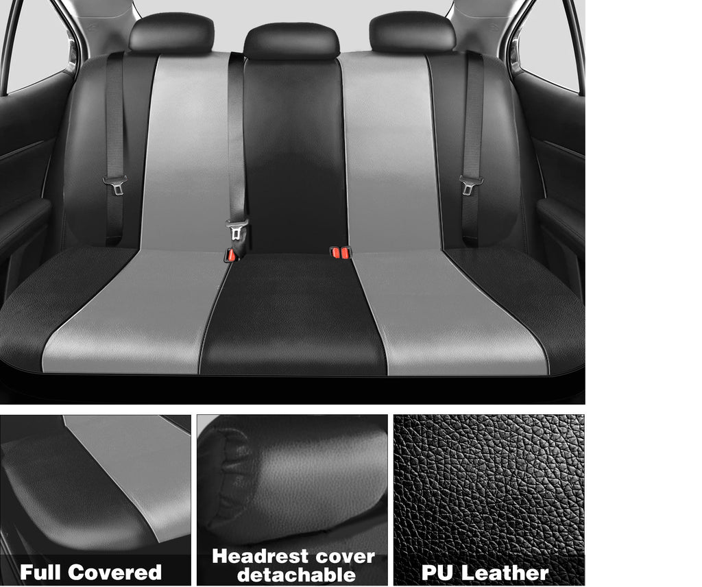 Universal Car Seat Covers Full Set PU Leather & Mesh Material Airbag Compatible, for Sedans SUVs Vans