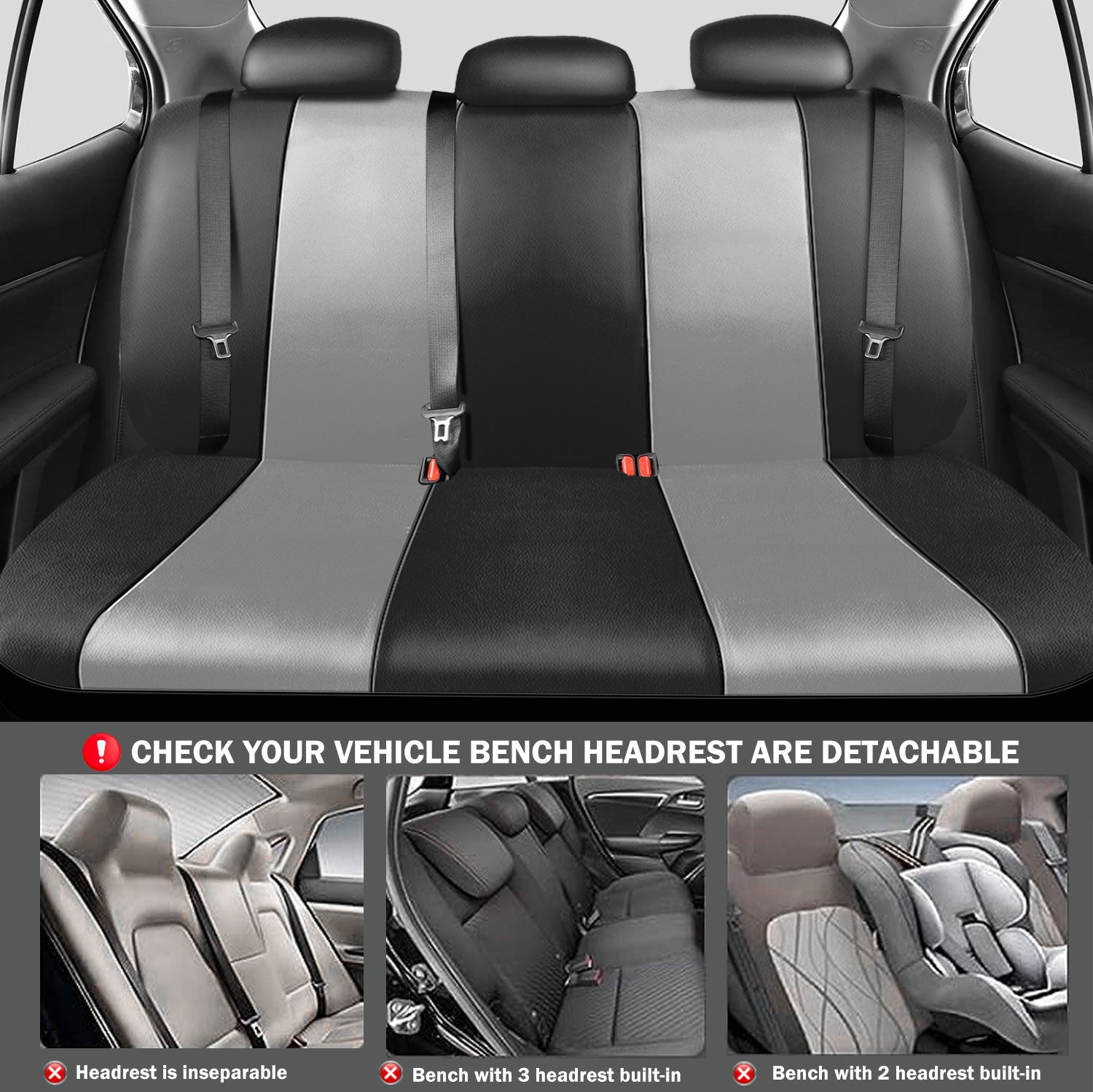 Universal Car Seat Covers Full Set PU Leather & Mesh Material Airbag Compatible, for Sedans SUVs Vans