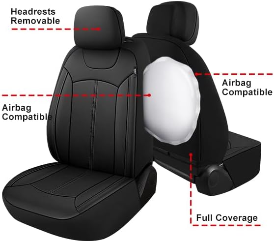 Universal Car Seat Covers Full Set PVC Leather Accessories for Auto Sedans Vans Trucks