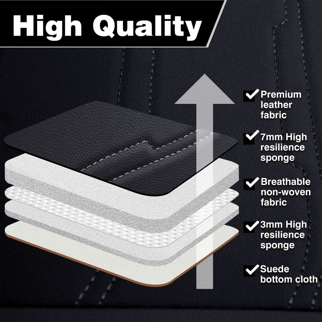 Universal Leather Car Seat Covers Set Airbag Compatible, Premium Faux Leather Water Resistant Automotive Accessories