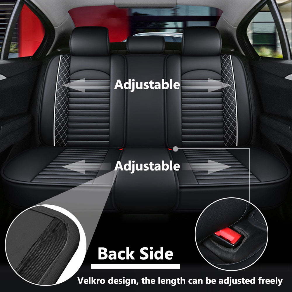 Universal Leather Car Seat Covers Set Airbag Compatible, Premium Faux Leather Water Resistant Automotive Accessories