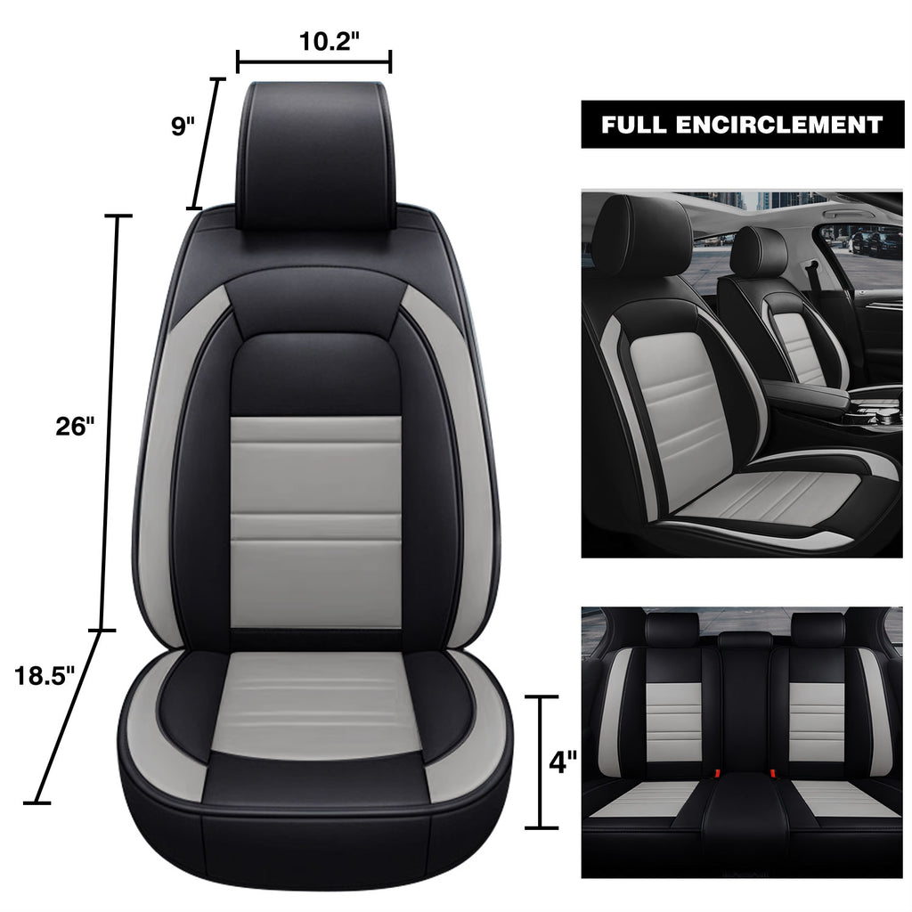 Universal Leather Car Seat Covers Set Airbag Compatible, Nappa Leather Water Resistant Automotive Accessories