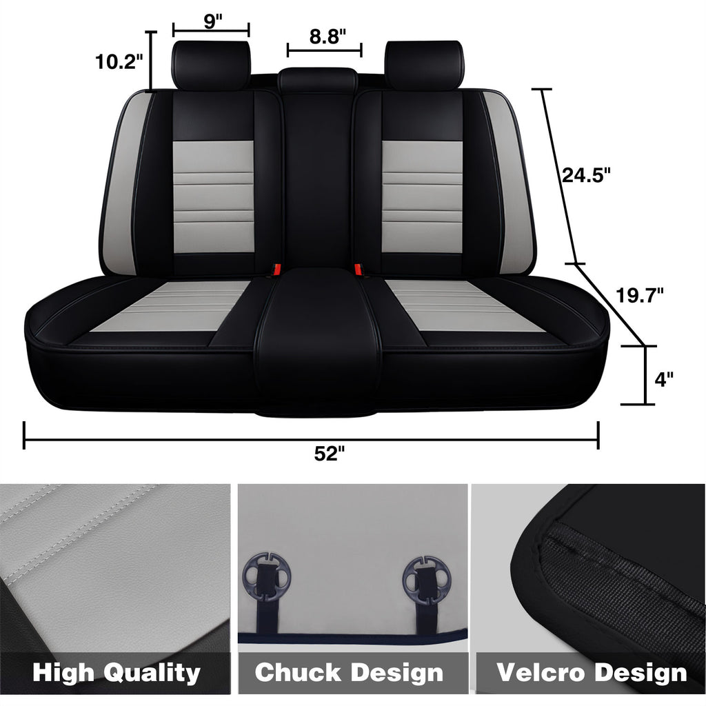 Universal Leather Car Seat Covers Set Airbag Compatible, Nappa Leather Water Resistant Automotive Accessories