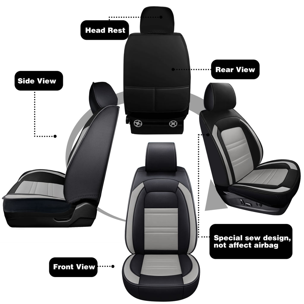 Universal Leather Car Seat Covers Set Airbag Compatible, Nappa Leather Water Resistant Automotive Accessories