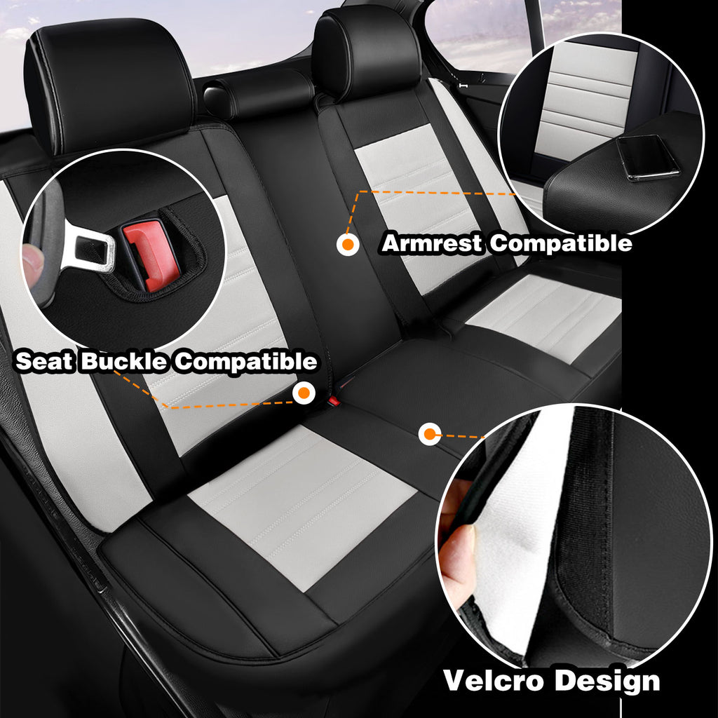 Universal Leather Car Seat Covers Set Airbag Compatible, Nappa Leather Water Resistant Automotive Accessories
