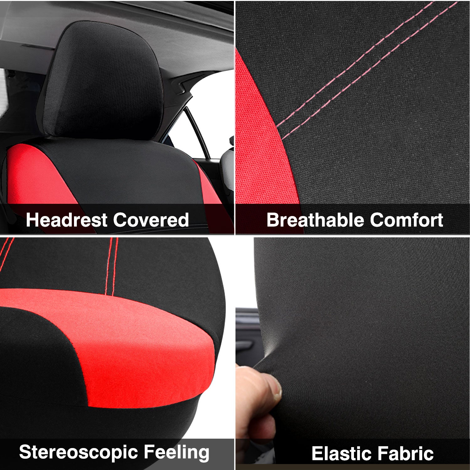 Universal Car Seat Covers Full Set Breathable Fabric Polyester Accessories for Auto Sedans Vans Trucks