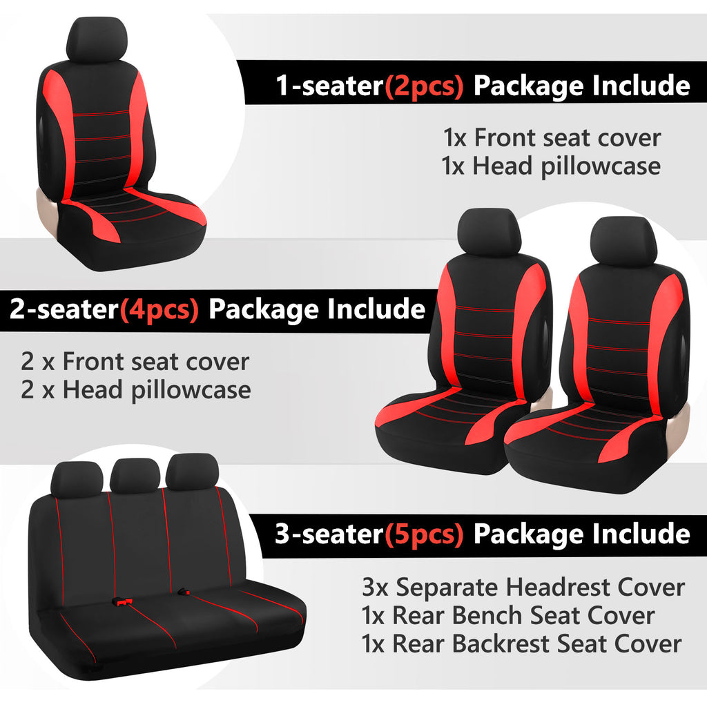 Universal Car Seat Covers Full Set Breathable Fabric Polyester Accessories for Auto Sedans Vans Trucks