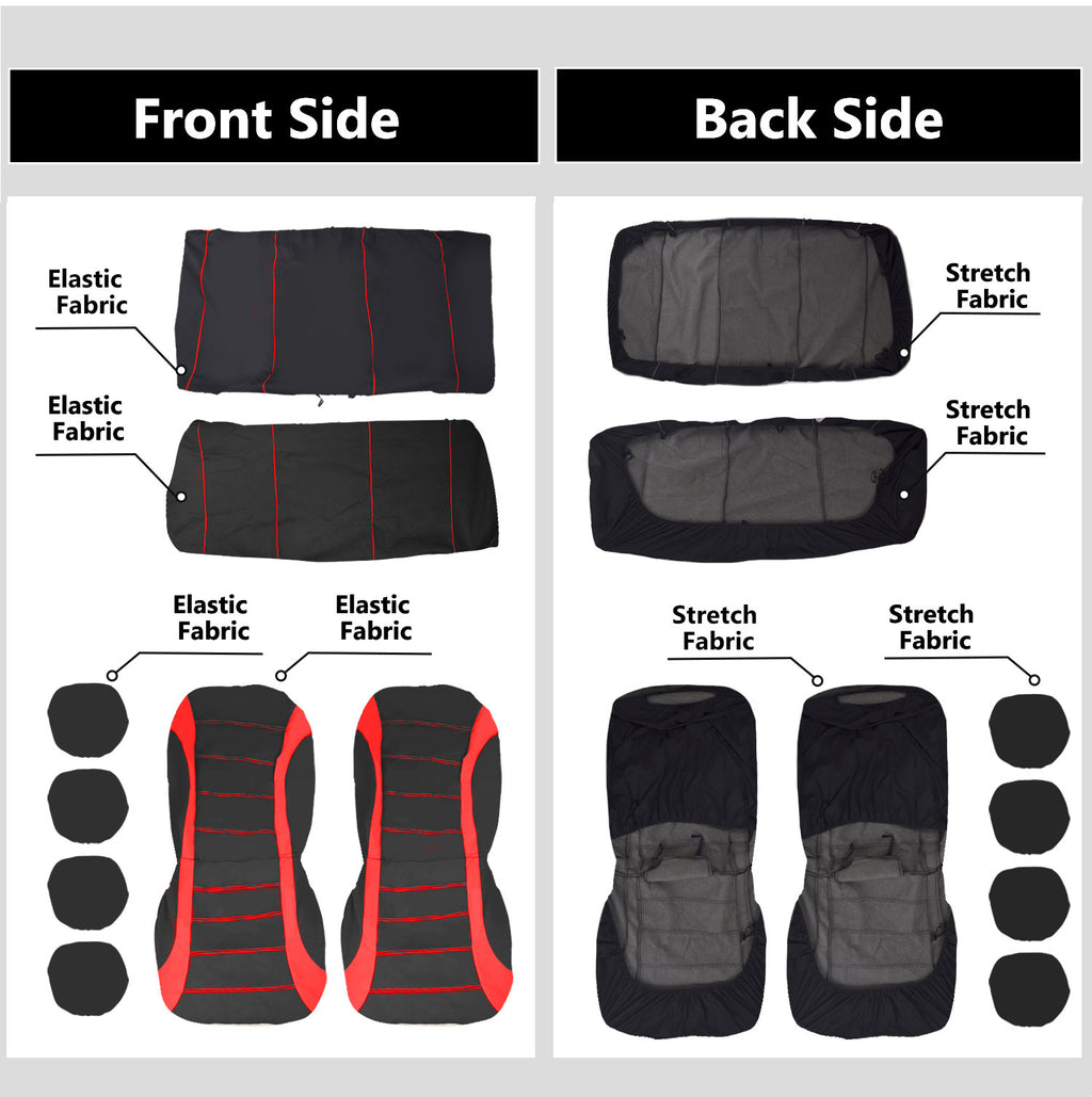 Universal Car Seat Covers Full Set Breathable Fabric Polyester Accessories for Auto Sedans Vans Trucks