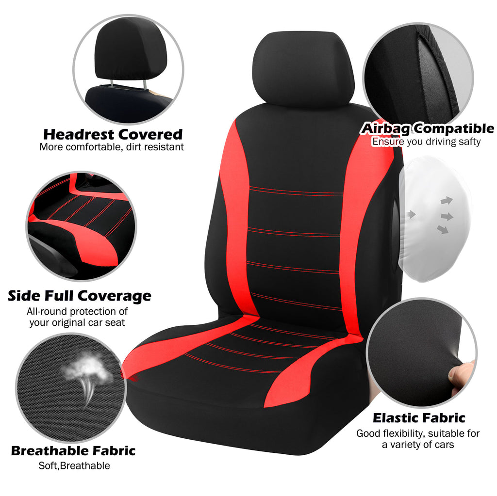 Universal Car Seat Covers Full Set Breathable Fabric Polyester Accessories for Auto Sedans Vans Trucks