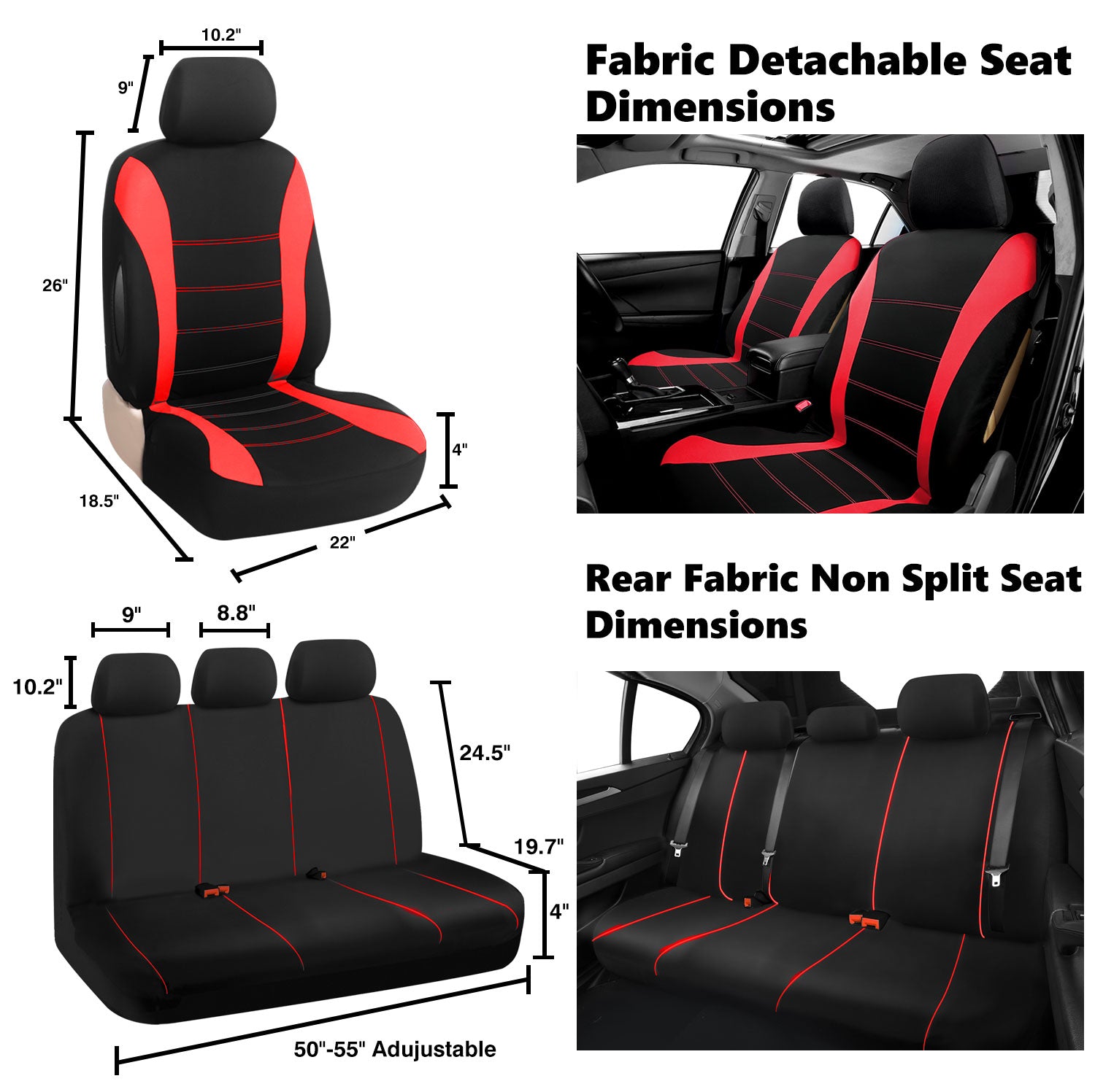 Universal Car Seat Covers Full Set Breathable Fabric Polyester Accessories for Auto Sedans Vans Trucks