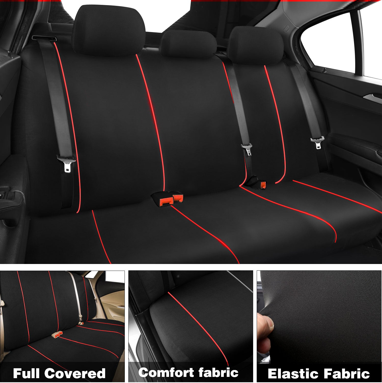 Universal Car Seat Covers Full Set Breathable Fabric Polyester Accessories for Auto Sedans Vans Trucks