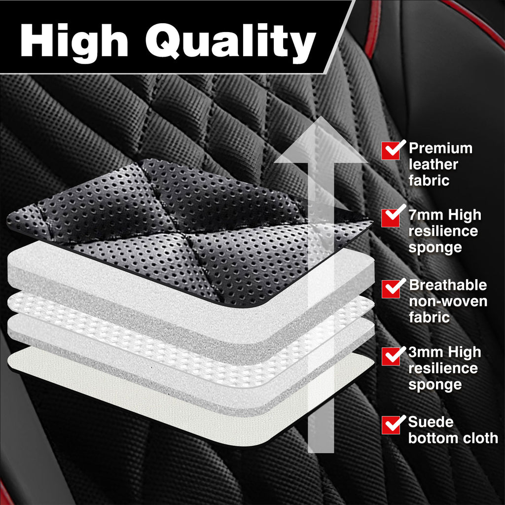 Universal Leather Car Seat Covers Set Airbag Compatible, Premium Faux Leather Water Resistant Automotive Accessories