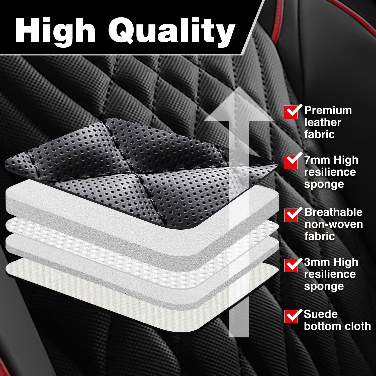 Universal Leather Car Seat Covers Set Airbag Compatible, Premium Faux Leather Water Resistant Automotive Accessories