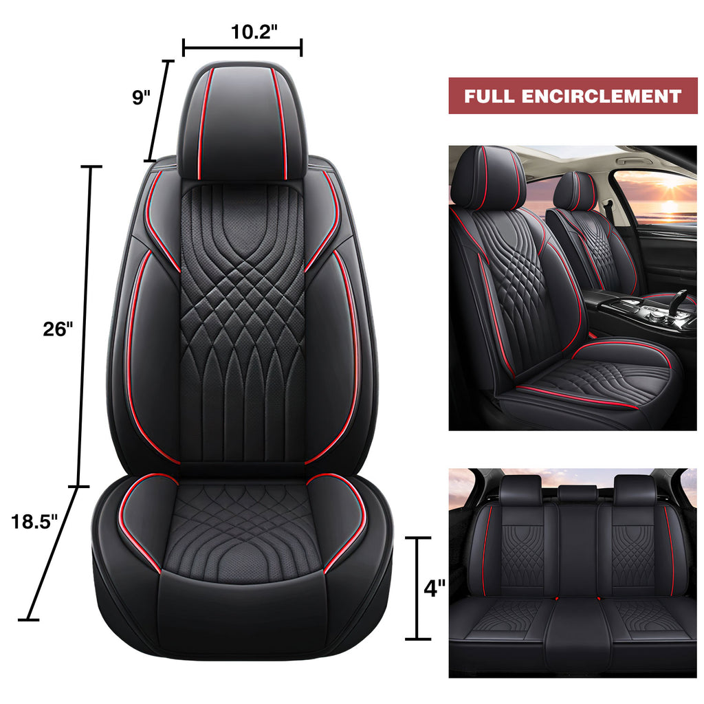 Universal Leather Car Seat Covers Set Airbag Compatible, Premium Faux Leather Water Resistant Automotive Accessories