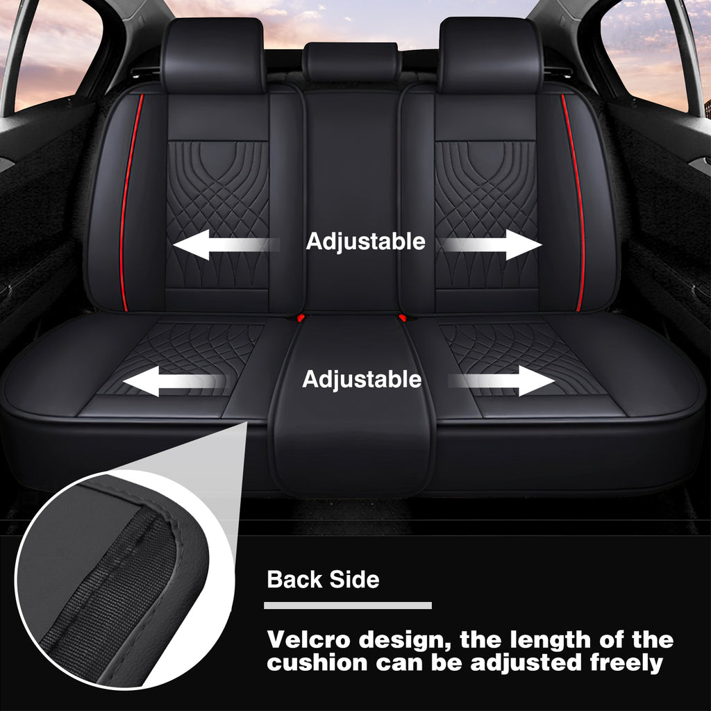 Universal Leather Car Seat Covers Set Airbag Compatible, Premium Faux Leather Water Resistant Automotive Accessories