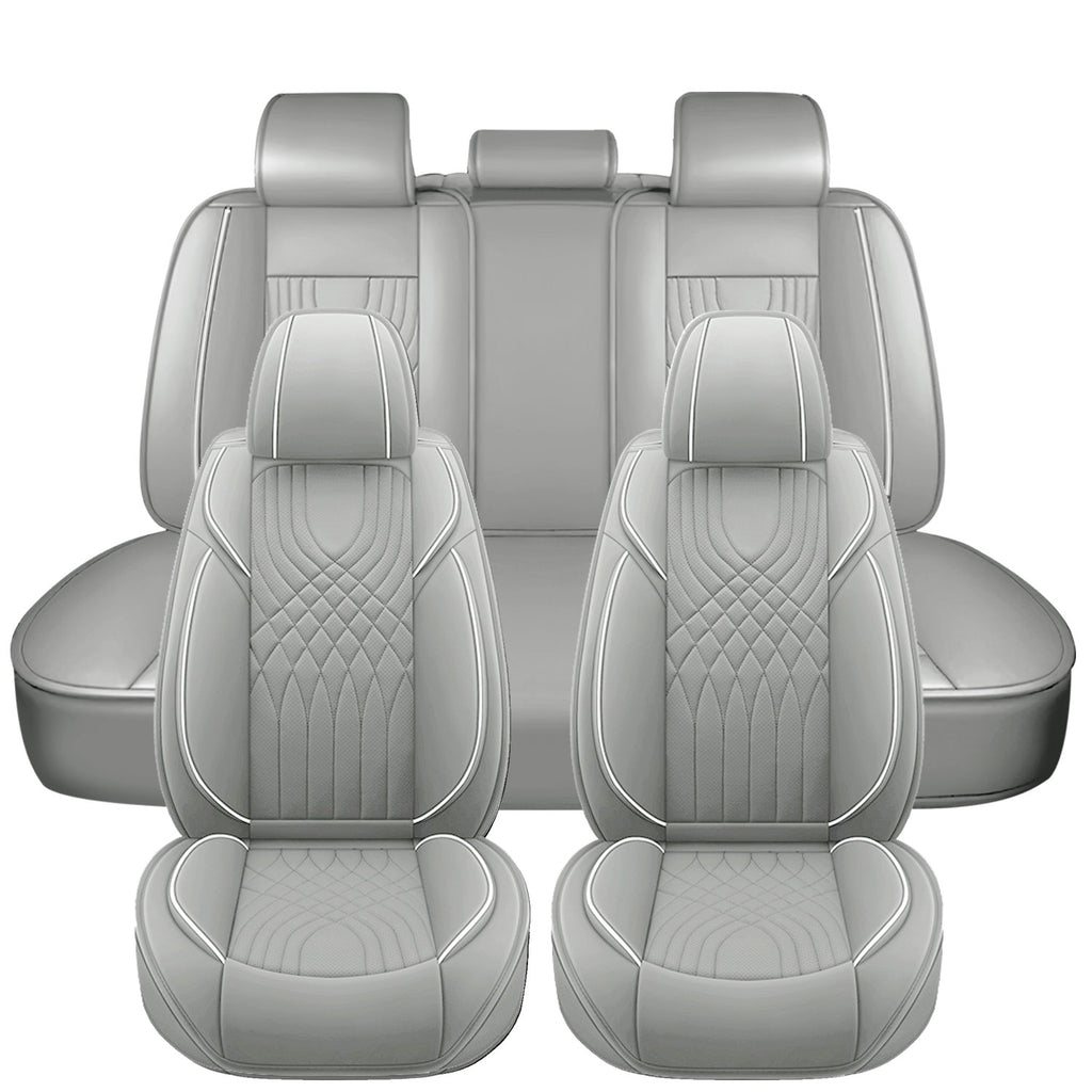 Universal Leather Car Seat Covers Set Airbag Compatible, Premium Faux Leather Water Resistant Automotive Accessories