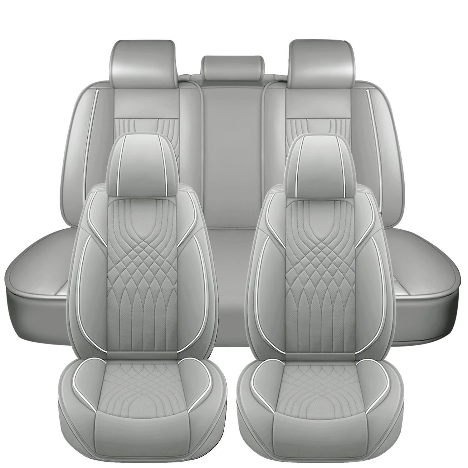 Universal Leather Car Seat Covers Set Airbag Compatible, Premium Faux Leather Water Resistant Automotive Accessories