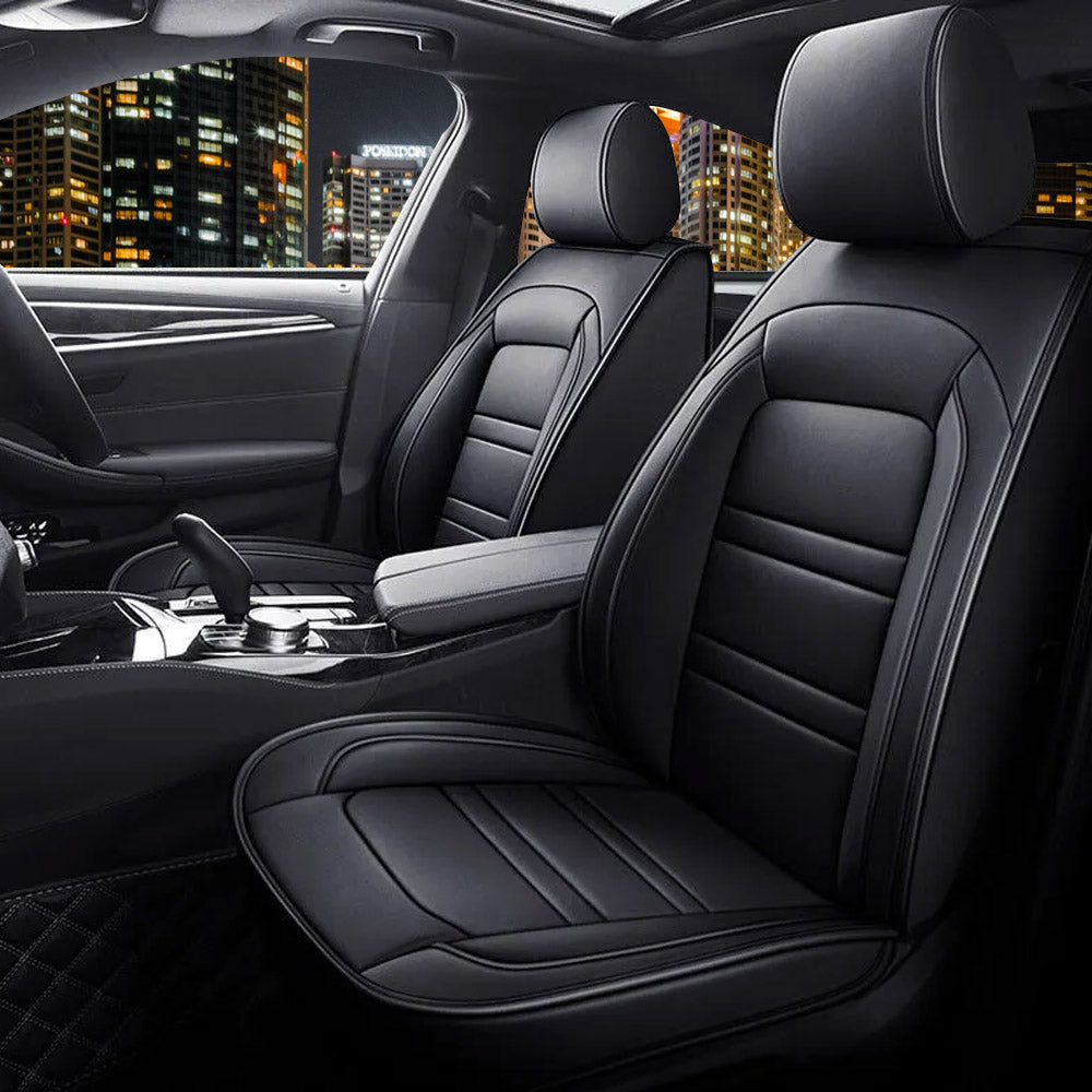 Universal Leather Car Seat Covers Set Airbag Compatible, Nappa Leather Water Resistant Automotive Accessories