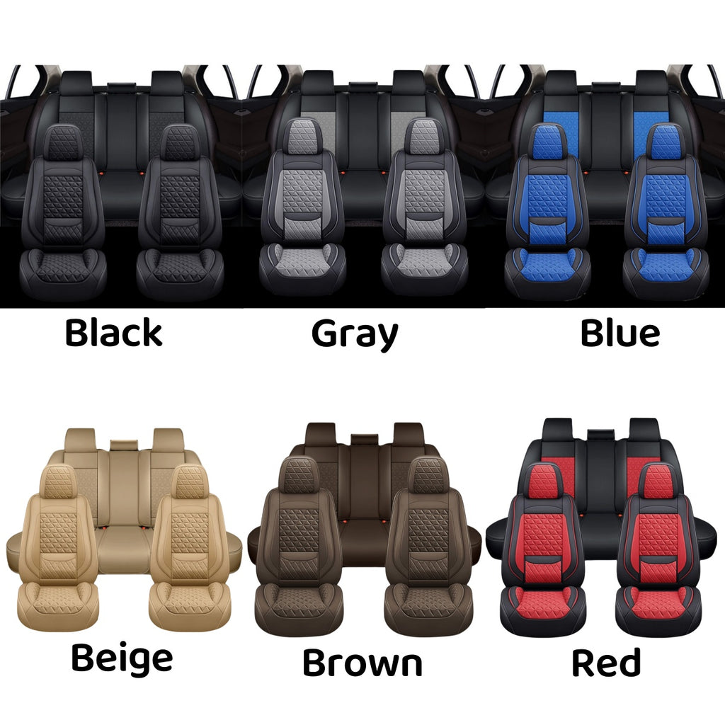 Universal Leather Car Seat Covers Set Airbag Compatible, Premium Faux Leather Water Resistant Automotive Accessories