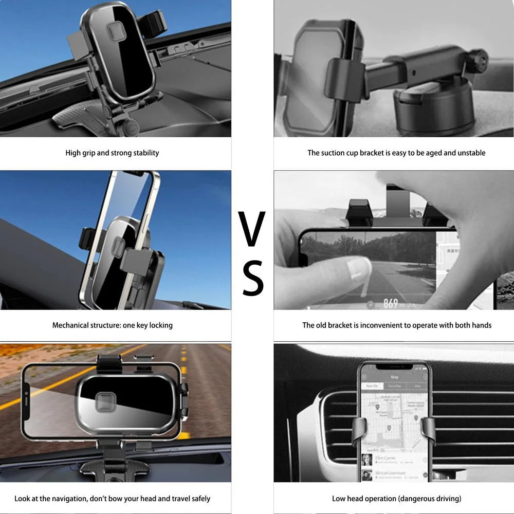 Adjustable Phone Holder Universal Shockproof Dashboard Mount Clip Type Holder