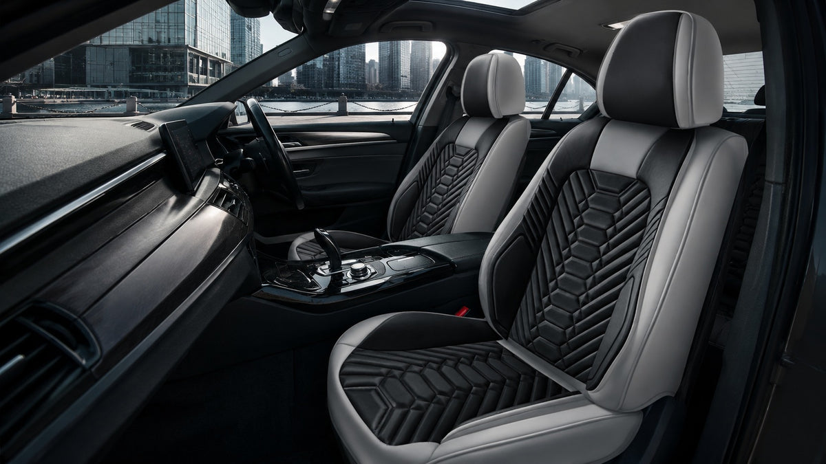 Modern Gray Foneso car seat covers installed in vehicle interior