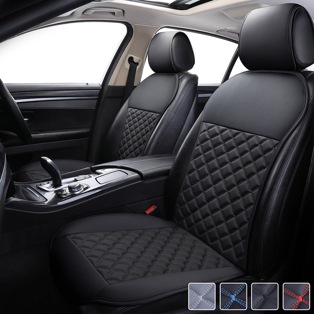 Universal Car Seat Covers 2 front seats Nappa Leather Accessories for Auto Sedans Vans Trucks