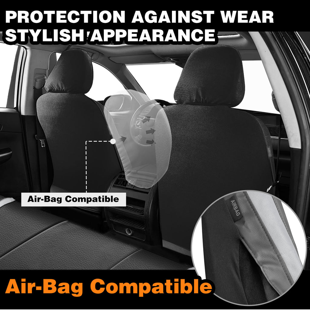 Universal Car Seat Covers Full Set PU Leather & Mesh Material Airbag Compatible, for Sedans SUVs Vans
