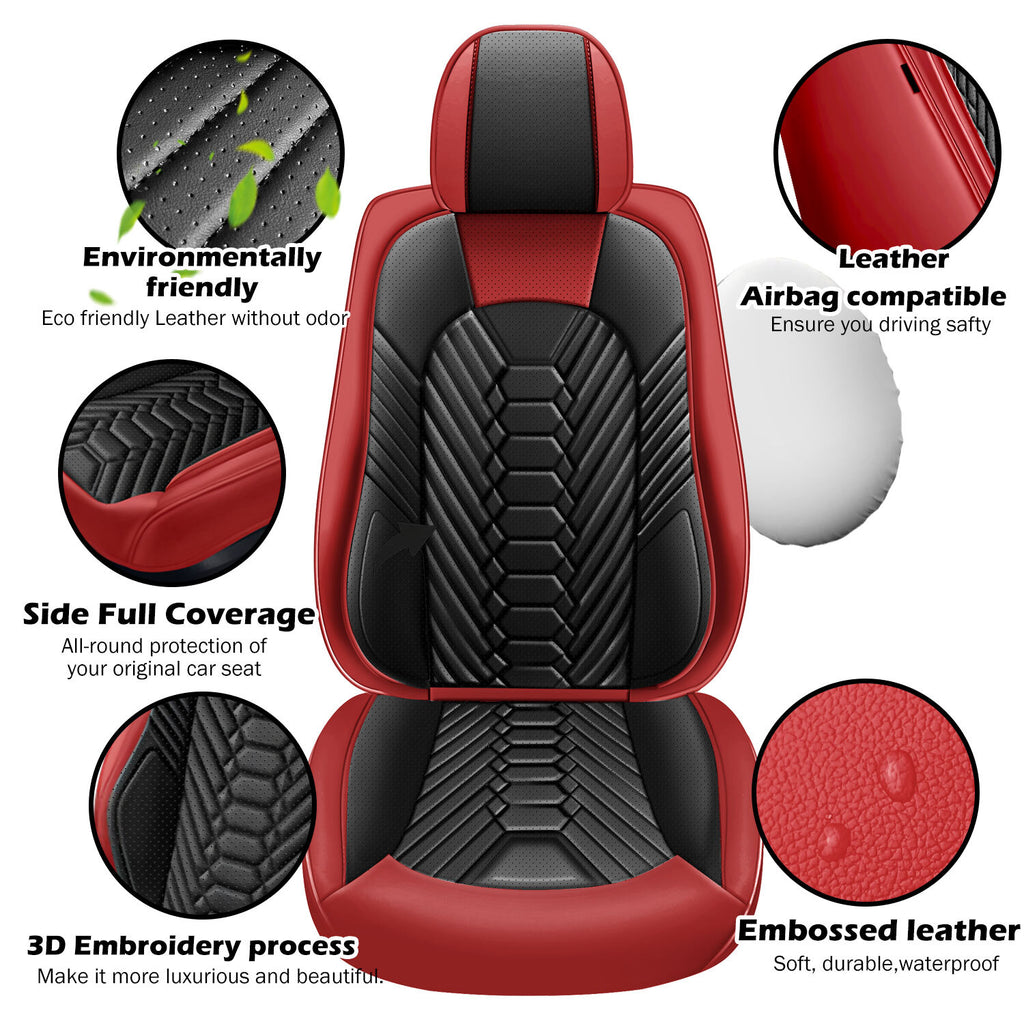 Universal Leather Car Seat Covers Full Set 5 Seats, Airbag Compatible, Breathable Automotive Accessories for Sedans Cars