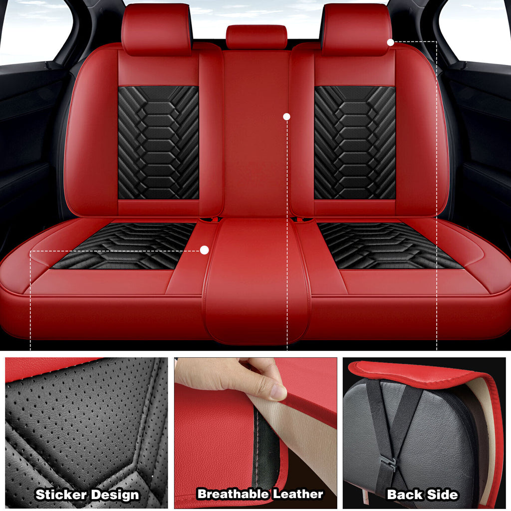 Universal Leather Car Seat Covers Full Set 5 Seats, Airbag Compatible, Breathable Automotive Accessories for Sedans Cars