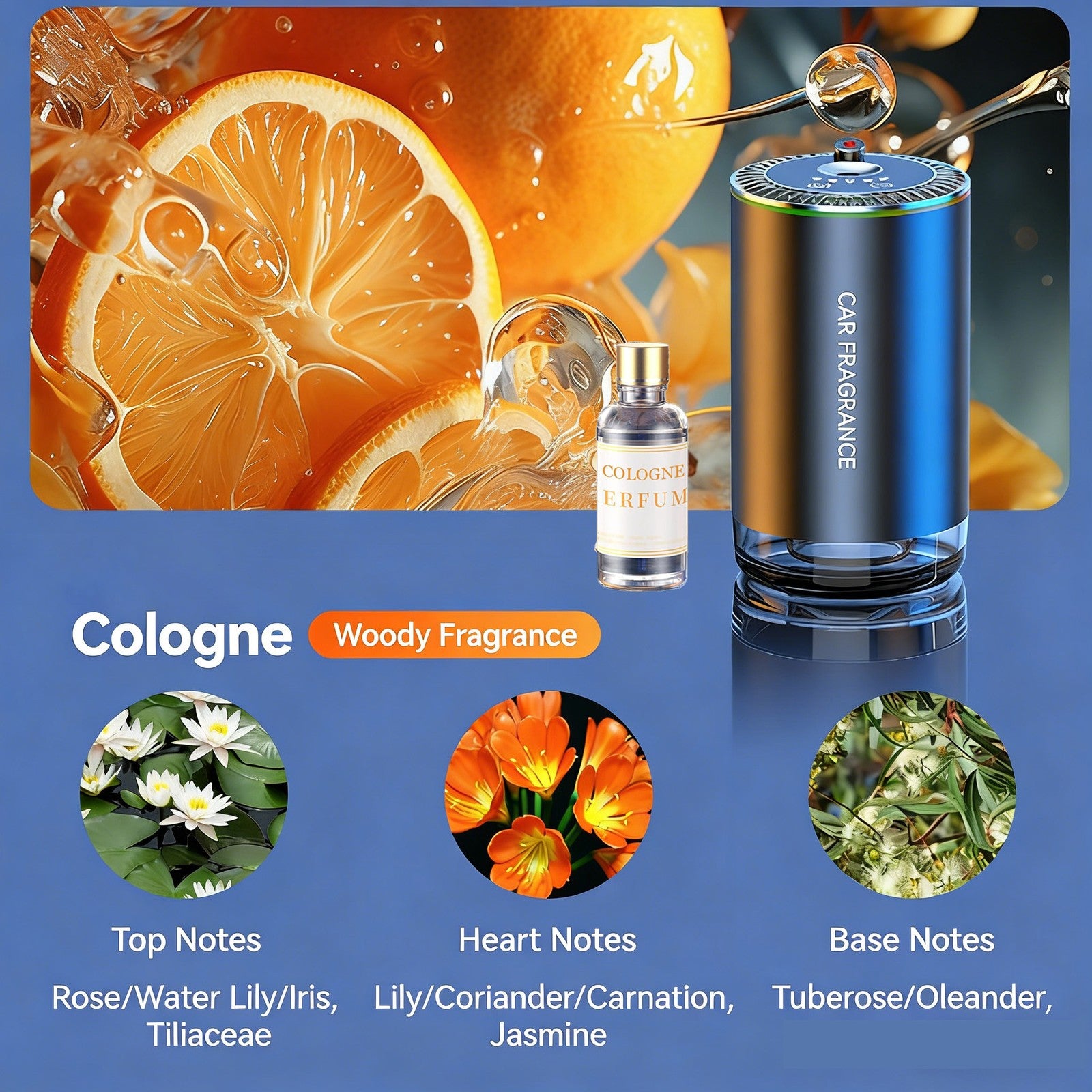 Car Diffuser Air Freshener Smart Car Fragrance With 50ml Cologne Oil Aroma Smell