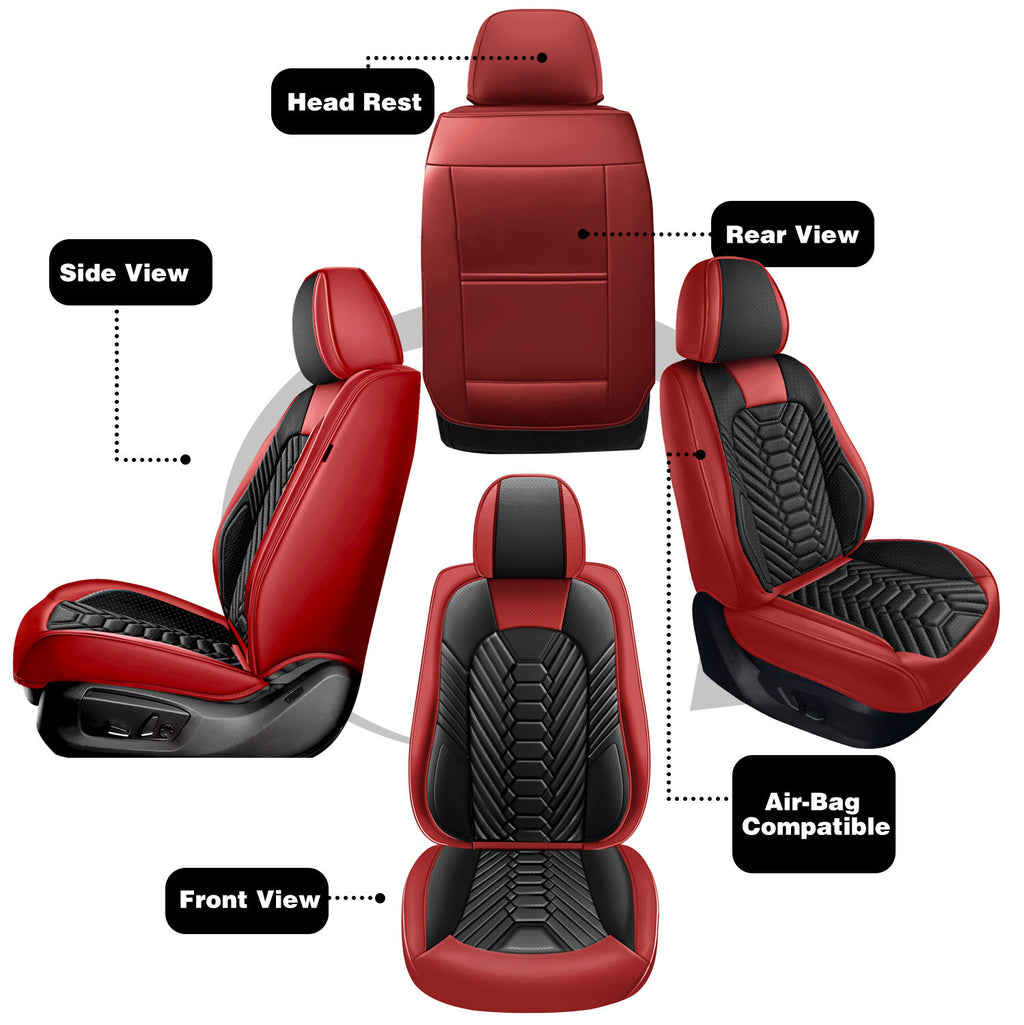 Universal Leather Car Seat Covers Full Set 5 Seats, Airbag Compatible, Breathable Automotive Accessories for Sedans Cars