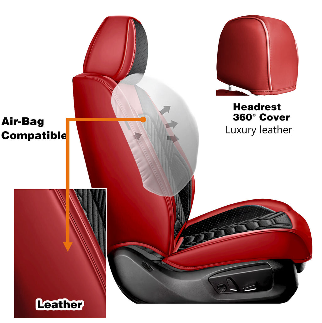 Universal Leather Car Seat Covers Full Set 5 Seats, Airbag Compatible, Breathable Automotive Accessories for Sedans Cars