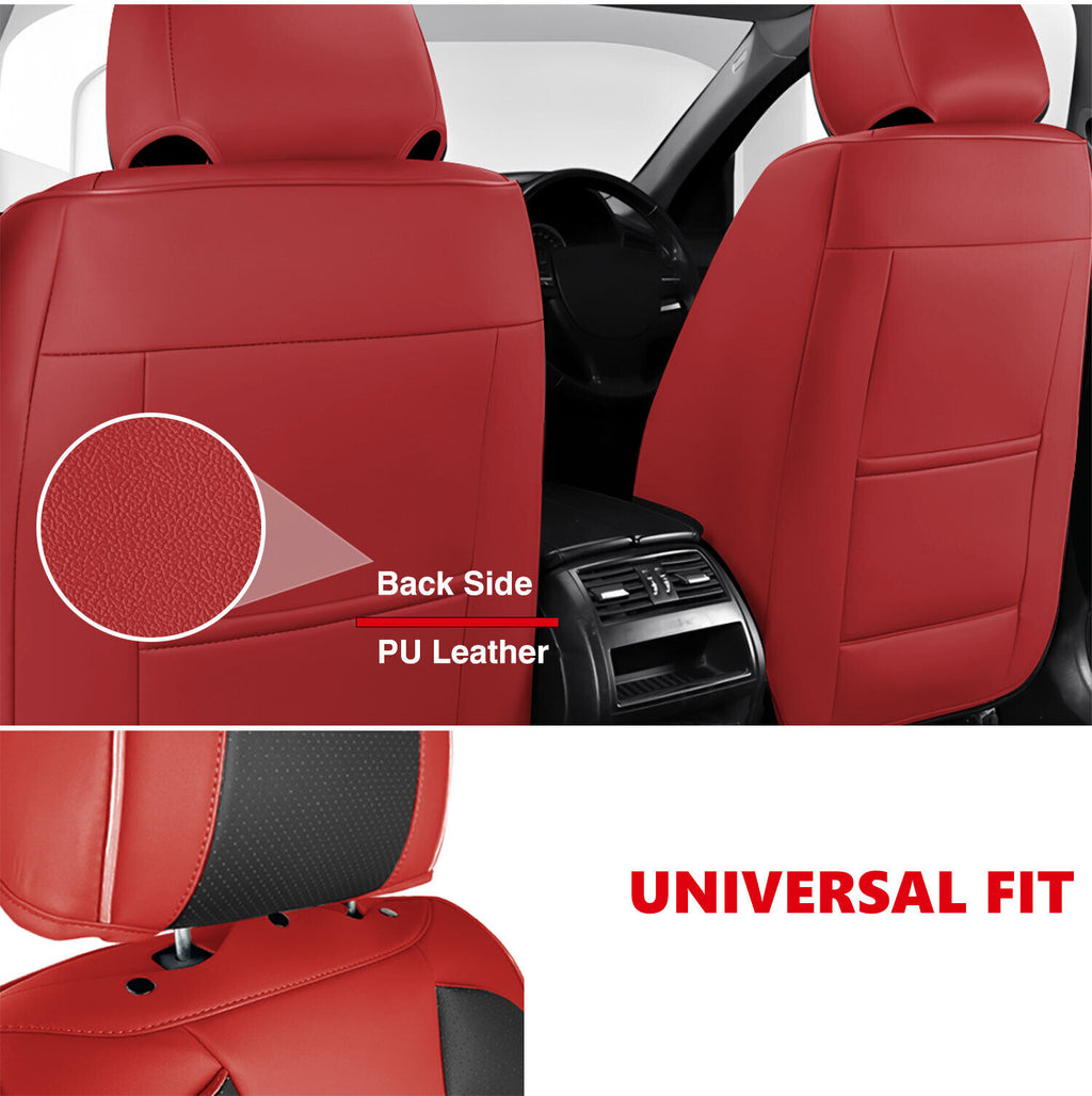 Universal Leather Car Seat Covers Full Set 5 Seats, Airbag Compatible, Breathable Automotive Accessories for Sedans Cars